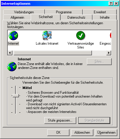 Internet Explorer Eigenschaften